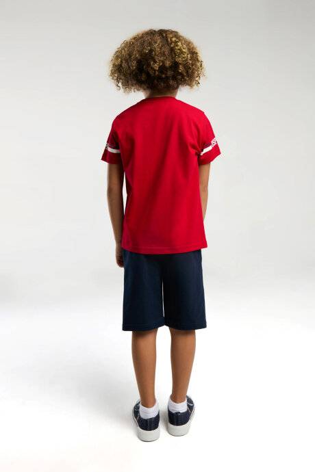 U.S. Polo Assn. Erkek Çocuk Bisiklet Yaka Pigment Baskılı Yazlık Regular Fit Kırmızı Bermuda Takım US2011-C-V1 - 5