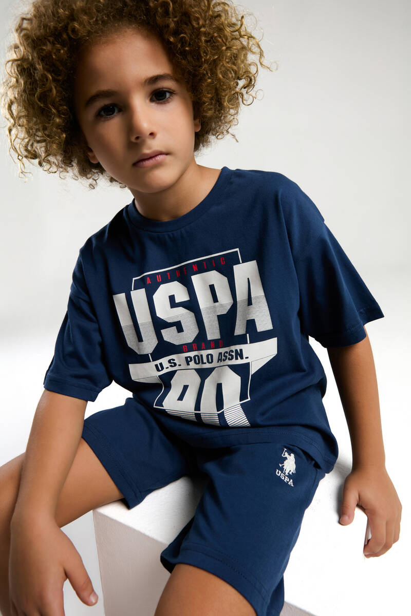 U.S. Polo Assn. Erkek Çocuk Mavi Bermuda Takım