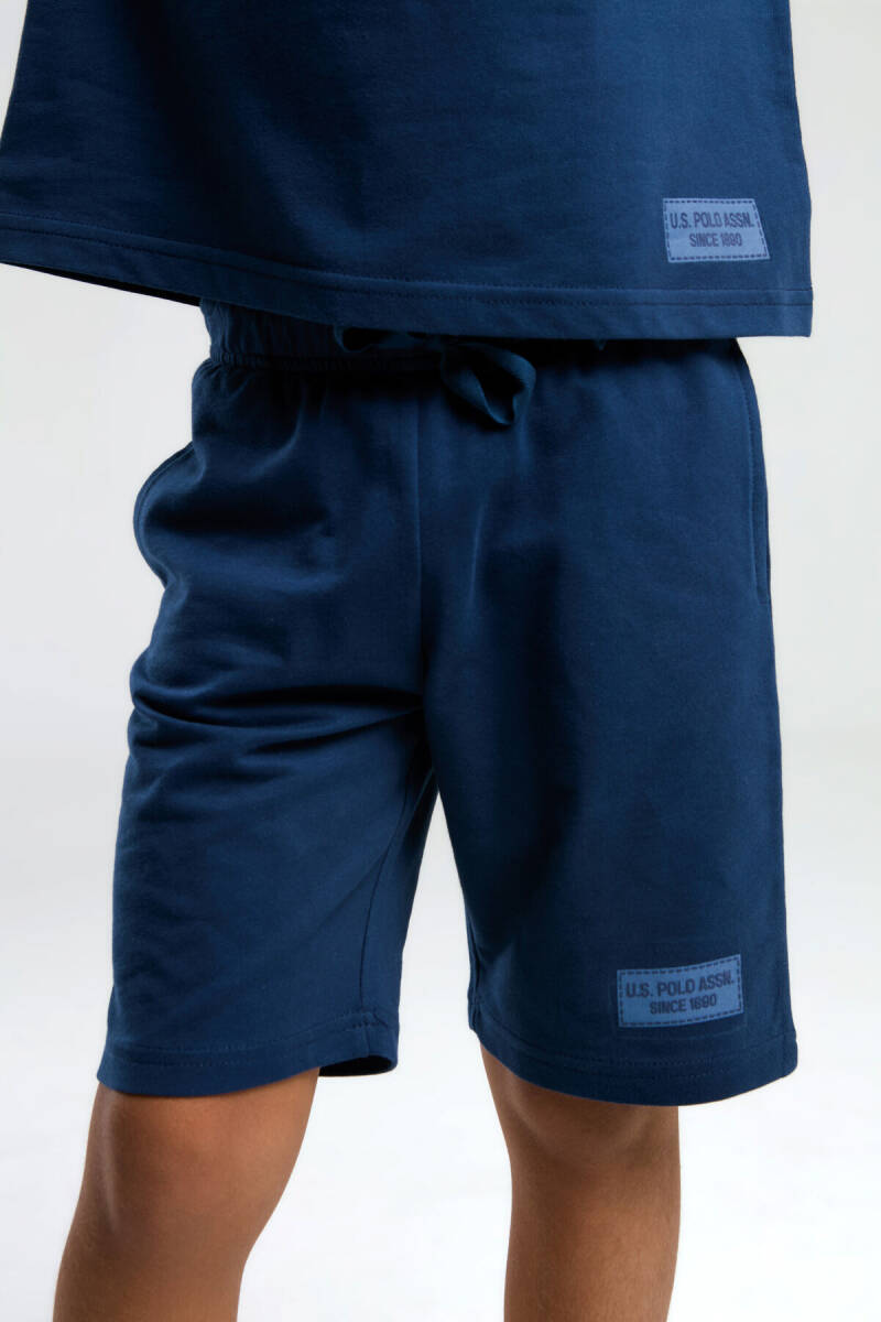 U.S. Polo Assn. Erkek Çocuk Pamuklu Bisiklet Yaka Pigment Baskılı Yazlık Regular Fit Mavi Bermuda Takım US2035-C-V1 - 4