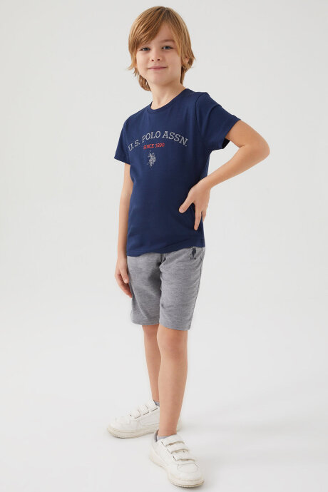 U.S. Polo Assn. Erkek Çocuk Bisiklet Yaka Pigment Baskılı Yazlık Regular Fit Lacivert Bermuda Takım US1369-C-V3 