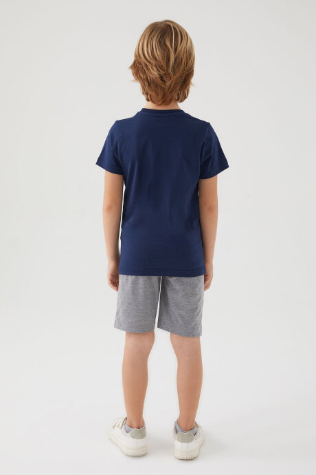 U.S. Polo Assn. Erkek Çocuk Pamuklu Bisiklet Yaka Pigment Baskılı Yazlık Regular Fit Lacivert Bermuda Takım US1369-C-V3 - 5