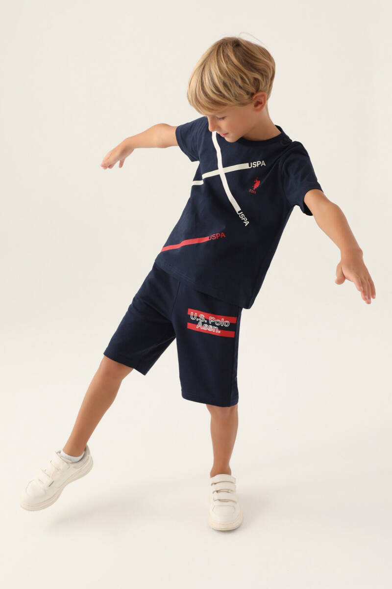U.S. Polo Assn. Erkek Çocuk Bisiklet Yaka Pigment Baskılı Yazlık Regular Fit Lacivert Bermuda Takım US1768-C-V1 - 2