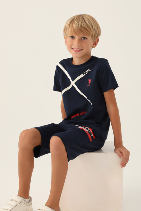 U.S. Polo Assn. Erkek Çocuk Bisiklet Yaka Pigment Baskılı Yazlık Regular Fit Lacivert Bermuda Takım US1768-C-V1 - 3