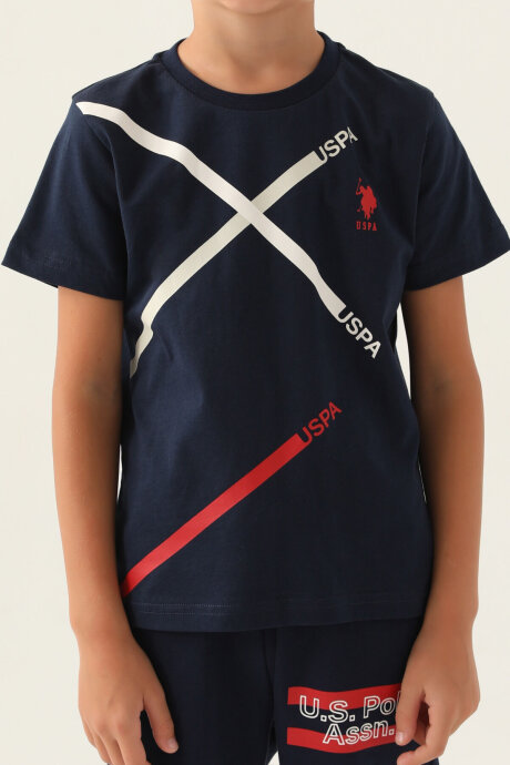 U.S. Polo Assn. Erkek Çocuk Bisiklet Yaka Pigment Baskılı Yazlık Regular Fit Lacivert Bermuda Takım US1768-C-V1 - 4