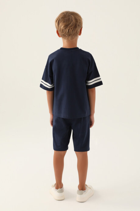 U.S. Polo Assn. Erkek Çocuk Pamuklu Bisiklet Yaka Pigment Baskılı Yazlık Regular Fit Lacivert Bermuda Takım US1709-C-V2 - 5