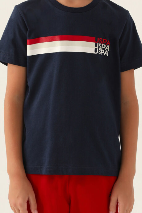U.S. Polo Assn. Erkek Çocuk Pamuklu Bisiklet Yaka Pigment Baskılı Yazlık Regular Fit Lacivert Bermuda Takım US1764-C-V1 - 4