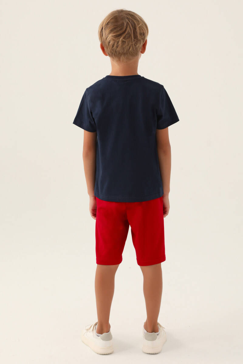 U.S. Polo Assn. Erkek Çocuk Pamuklu Bisiklet Yaka Pigment Baskılı Yazlık Regular Fit Lacivert Bermuda Takım US1764-C-V1 - 5