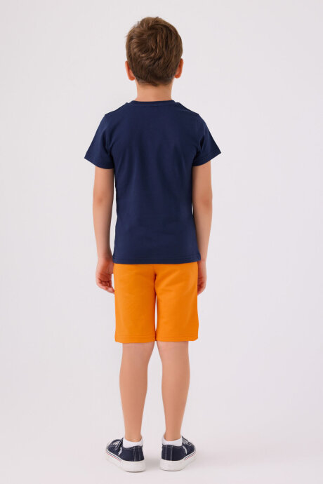 U.S. Polo Assn. Erkek Çocuk Pamuklu Bisiklet Yaka Pigment Baskılı Yazlık Regular Fit Lacivert Bermuda Takım US1390-C-V4 - 5