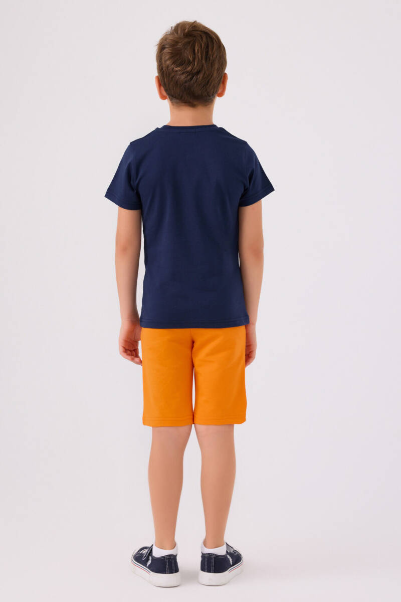U.S. Polo Assn. Erkek Çocuk Pamuklu Bisiklet Yaka Pigment Baskılı Yazlık Regular Fit Lacivert Bermuda Takım US1390-C-V4 - 5