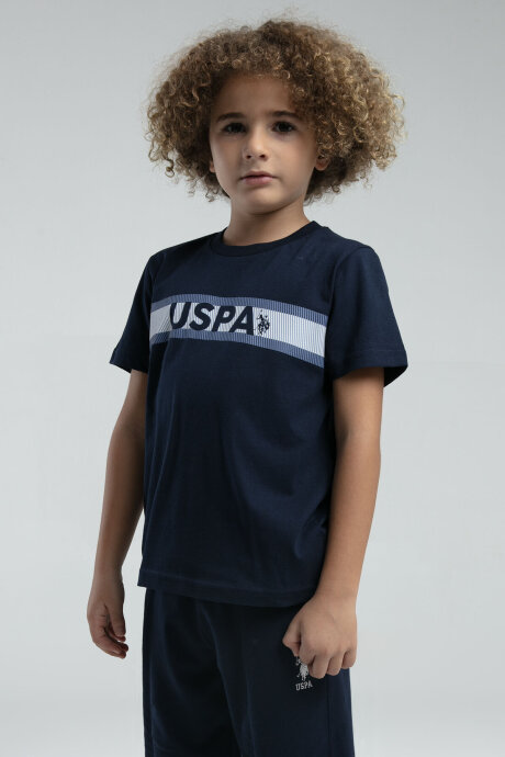 U.S. Polo Assn. Erkek Çocuk Bisiklet Yaka Pigment Baskılı Yazlık Regular Fit Lacivert Bermuda Takım US2001-C-V1 - 3