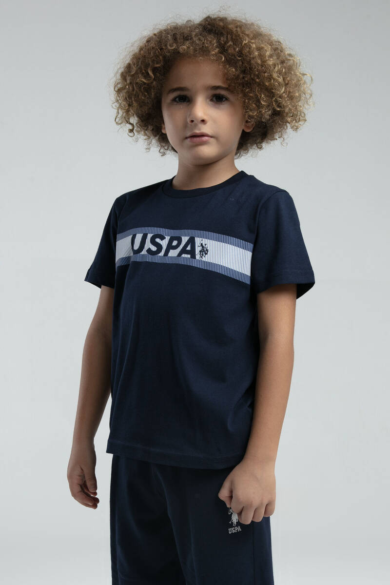 U.S. Polo Assn. Erkek Çocuk Bisiklet Yaka Pigment Baskılı Yazlık Regular Fit Lacivert Bermuda Takım US2001-C-V1 - 3