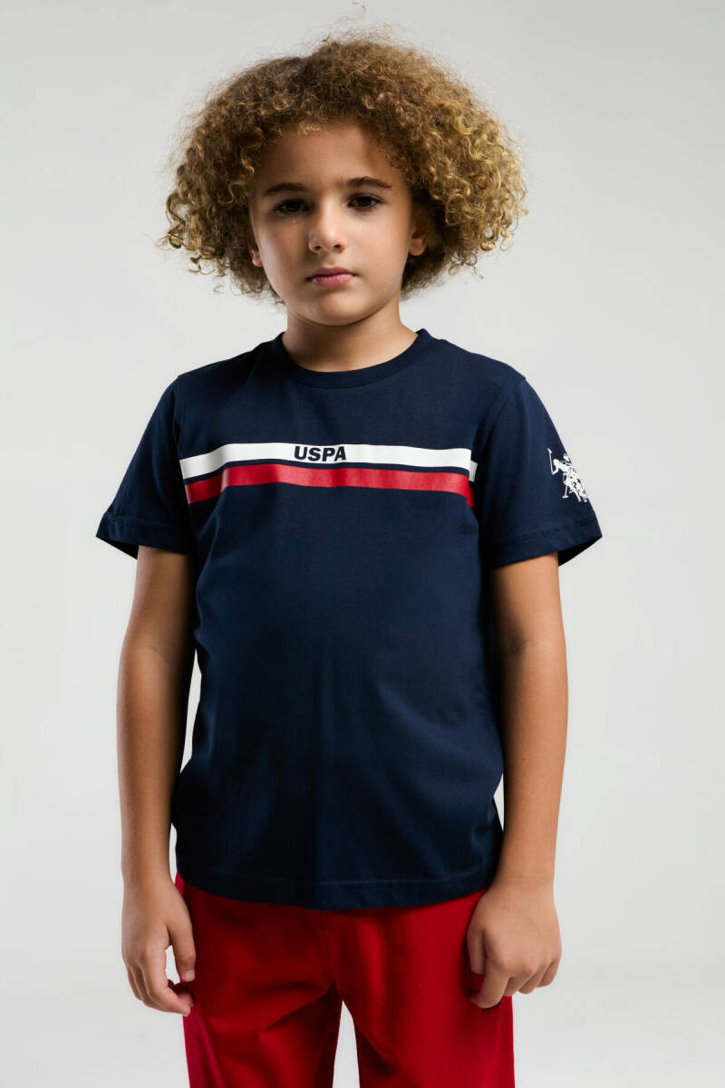 U.S. Polo Assn. Erkek Çocuk Pamuklu Bisiklet Yaka Pigment Baskılı Yazlık Regular Fit Lacivert Bermuda Takım US2020-C-V1 - 2