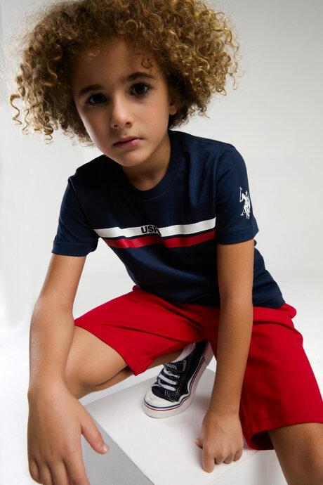 U.S. Polo Assn. Erkek Çocuk Pamuklu Bisiklet Yaka Pigment Baskılı Yazlık Regular Fit Lacivert Bermuda Takım US2020-C-V1 - 3
