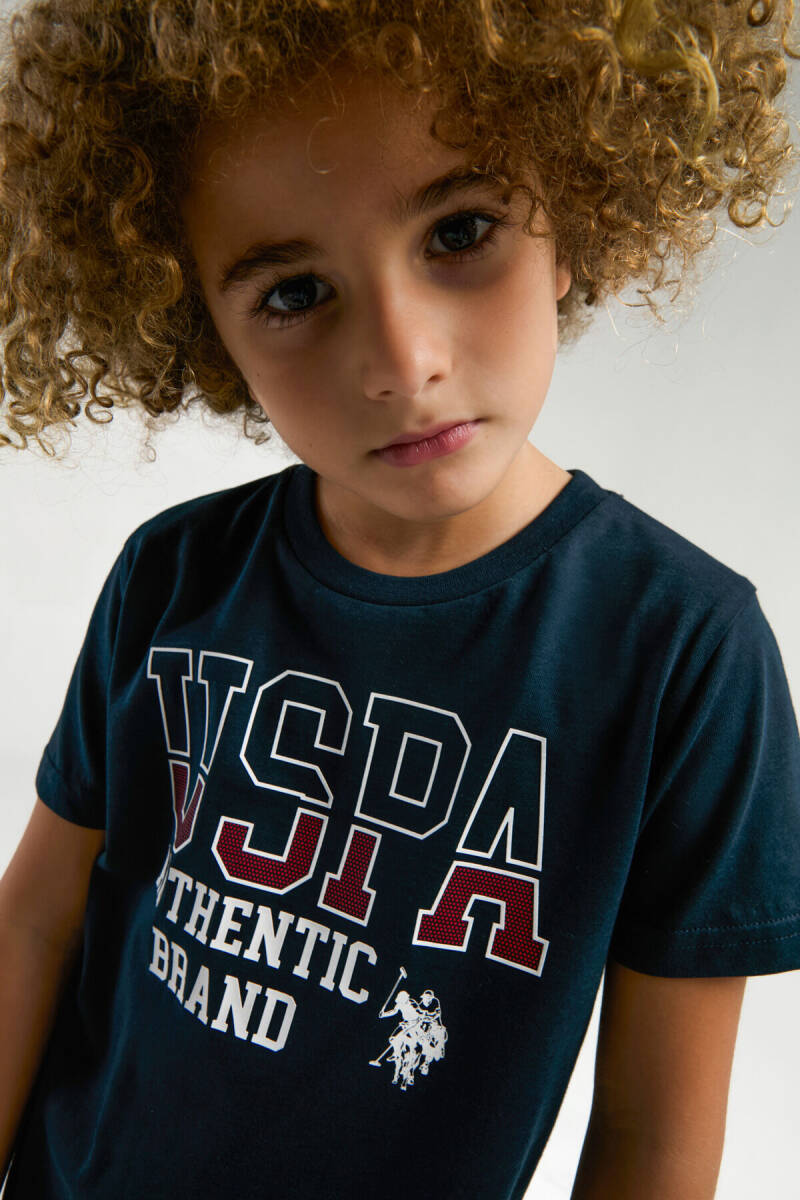 U.S. Polo Assn. Erkek Çocuk Pamuklu Bisiklet Yaka Pigment Baskılı Yazlık Regular Fit Lacivert Bermuda Takım US2009-C-V1 - 3
