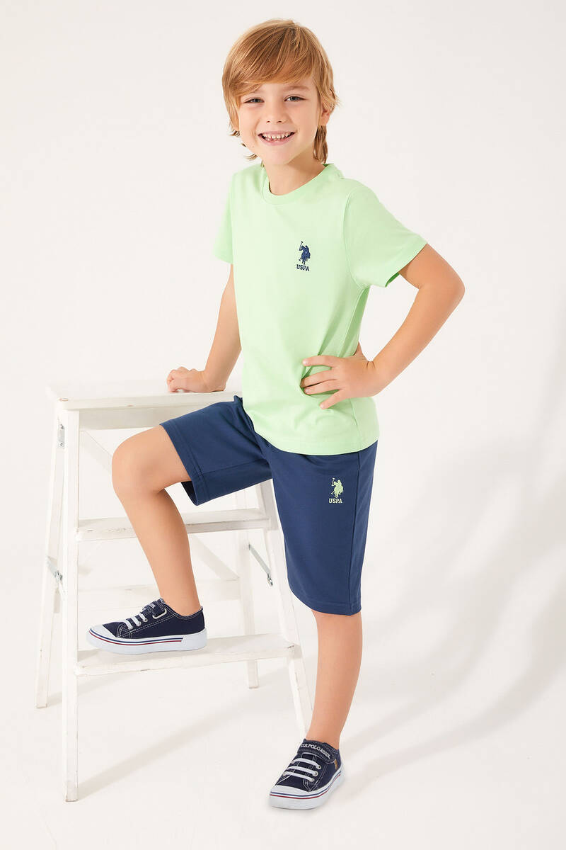 U.S. Polo Assn Natural Soft Parlak Yeşil Erkek Çocuk Bermuda Takım