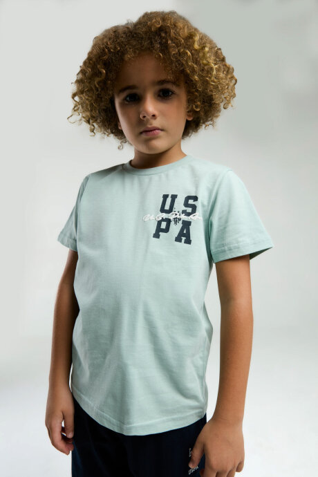 U.S. Polo Assn. Erkek Çocuk Pamuklu Bisiklet Yaka Pigment Baskılı Yazlık Regular Fit Mavi Bermuda Takım US2048-C-V1 - 2