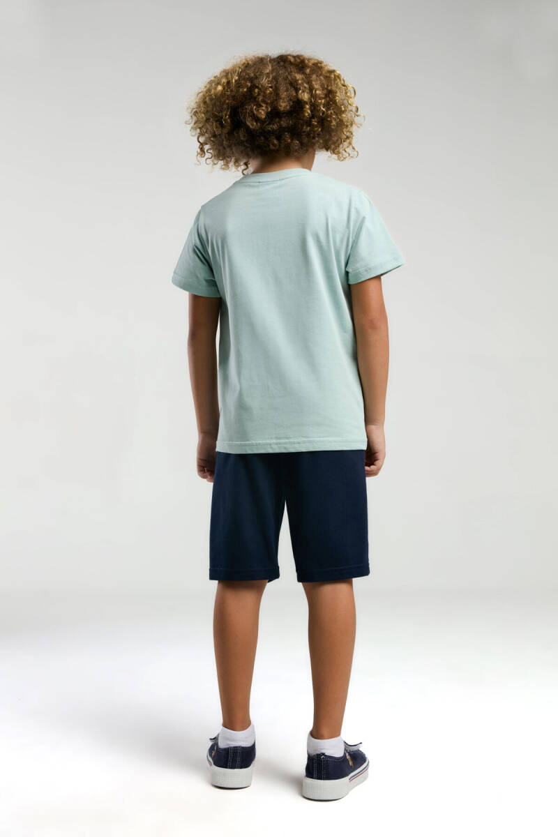 U.S. Polo Assn. Erkek Çocuk Pamuklu Bisiklet Yaka Pigment Baskılı Yazlık Regular Fit Mavi Bermuda Takım US2048-C-V1 - 5