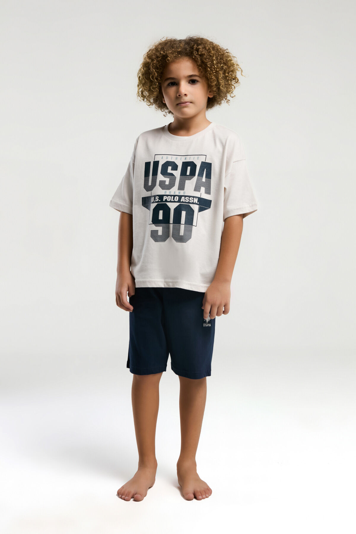 U.S. Polo Assn Erkek Çocuk Krem Bermuda Takım