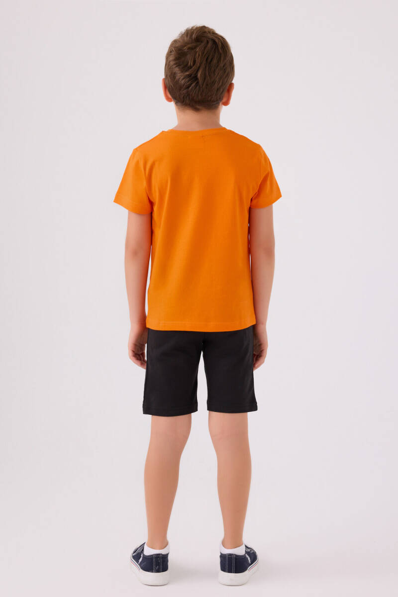 U.S. Polo Assn. Erkek Çocuk Pamuklu Bisiklet Yaka Pigment Baskılı Yazlık Regular Fit Turuncu Bermuda Takım US1368-C-V5 - 5