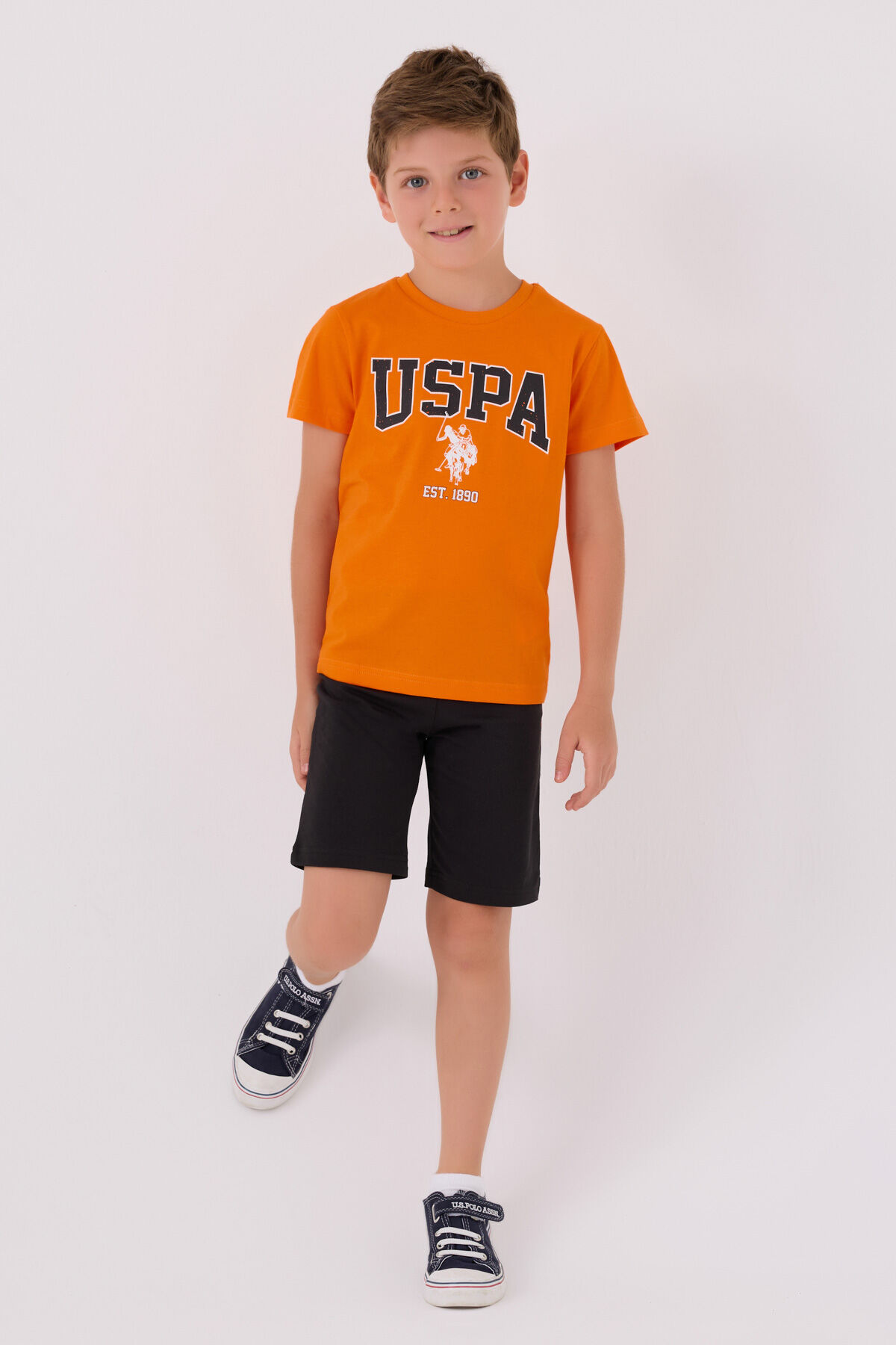U.S. Polo Assn Erkek Çocuk Turuncu Bermuda Takım