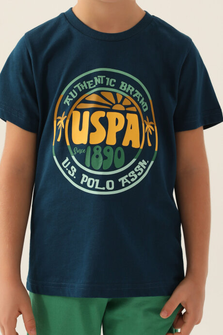 U.S. Polo Assn. Erkek Çocuk Bisiklet Yaka Pigment Baskılı Yazlık Regular Fit Lacivert Bermuda Takım US1741-C-V2 - 4