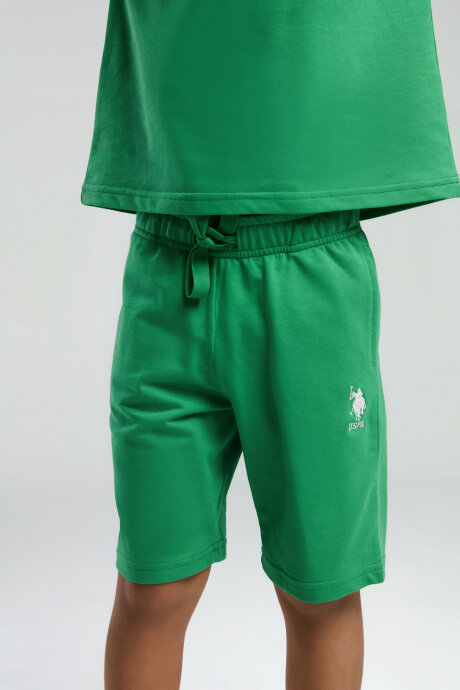 U.S. Polo Assn. Erkek Çocuk Pamuklu Bisiklet Yaka Pigment Baskılı Yazlık Regular Fit Yeşil Bermuda Takım US2022-C-V2 - 3
