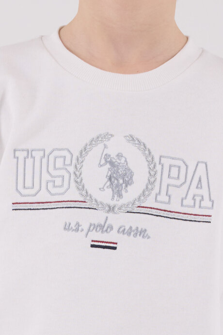 U.S. Polo Assn. Erkek Çocuk Pamuklu Bisiklet Yaka Pigment Baskılı Kışlık Regular Fit Beyaz Eşofman Takımı US2232-C-V1 - 6