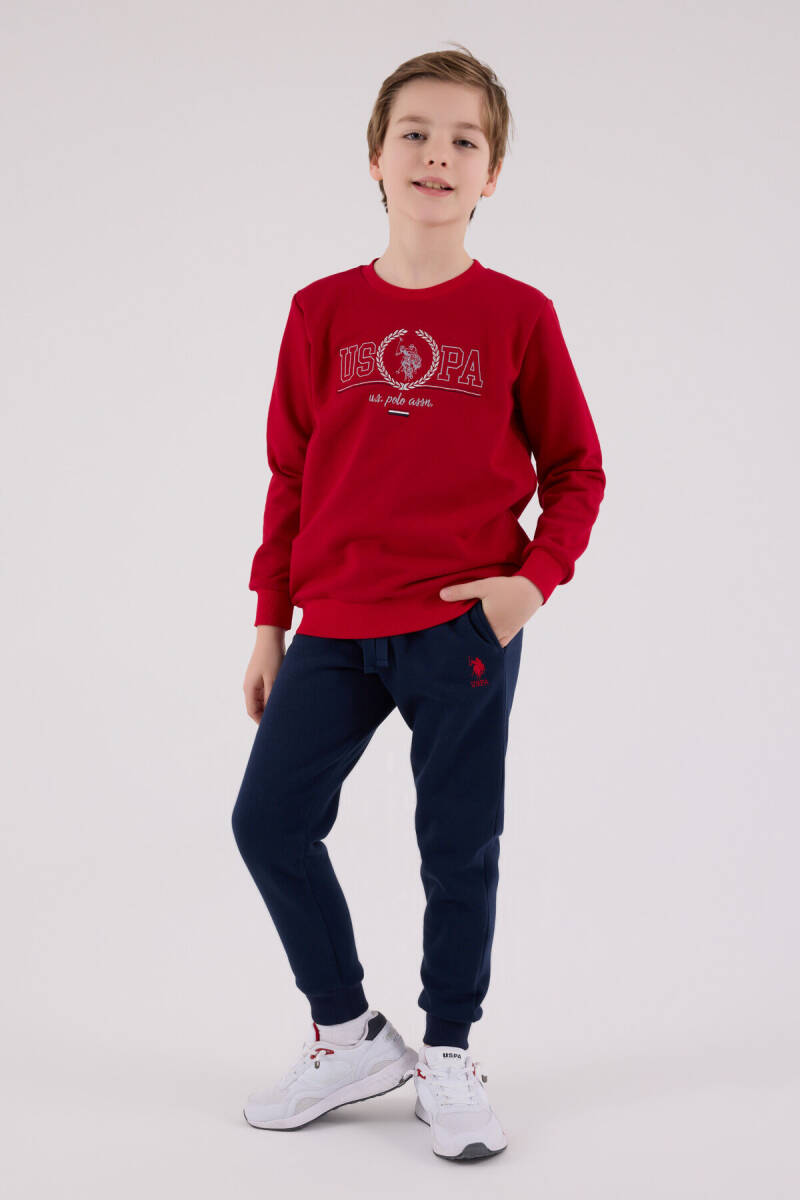 U.S. Polo Assn. Erkek Çocuk Pamuklu Bisiklet Yaka Pigment Baskılı Kışlık Regular Fit Kırmızı Eşofman Takımı US2232-C-V3 - 2