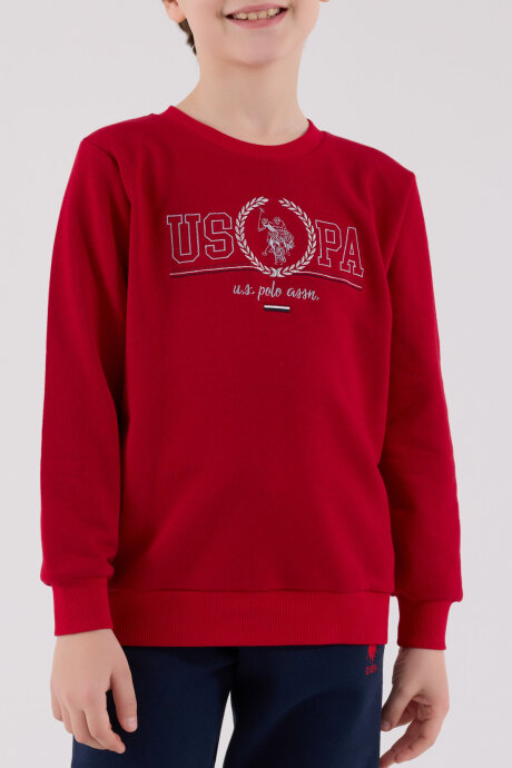 U.S. Polo Assn. Erkek Çocuk Pamuklu Bisiklet Yaka Pigment Baskılı Kışlık Regular Fit Kırmızı Eşofman Takımı US2232-C-V3 - 4