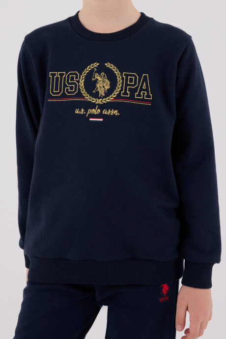 U.S. Polo Assn. Erkek Çocuk Pamuklu Bisiklet Yaka Pigment Baskılı Kışlık Regular Fit Lacivert Eşofman Takımı US2232-C-V2 - 4