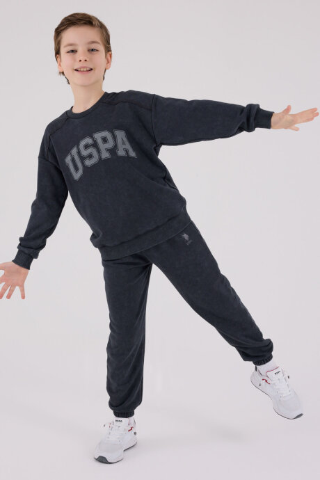 U.S. Polo Assn. Erkek Çocuk Pamuklu Kışlık Regular Fit Gri Eşofman Takımı US2229-C-V3 - 3