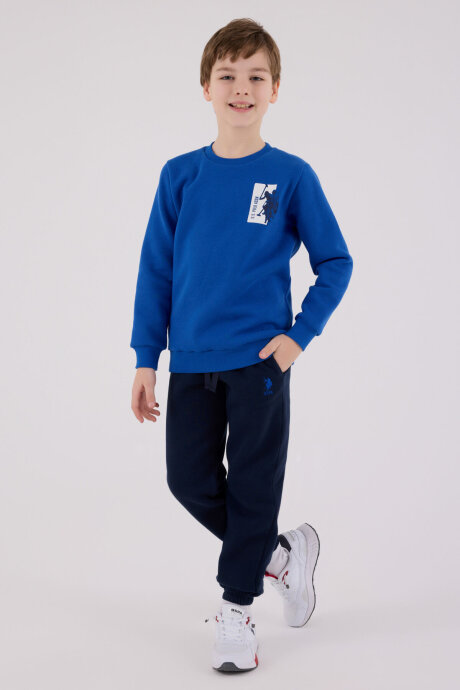 U.S. Polo Assn. Erkek Çocuk Bisiklet Yaka Pigment Baskılı Kışlık Regular Fit Mavi Eşofman Takımı US2216-C-V1 - 2