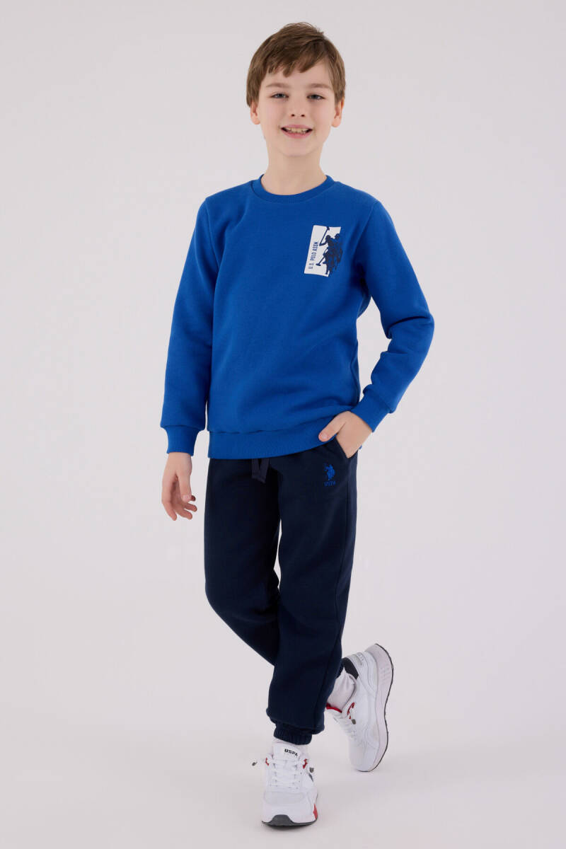 U.S. Polo Assn. Erkek Çocuk Bisiklet Yaka Pigment Baskılı Kışlık Regular Fit Mavi Eşofman Takımı US2216-C-V1 - 2