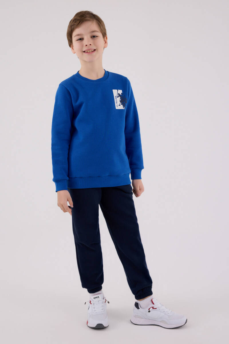 U.S. Polo Assn. Erkek Çocuk Bisiklet Yaka Pigment Baskılı Kışlık Regular Fit Mavi Eşofman Takımı US2216-C-V1 - 3