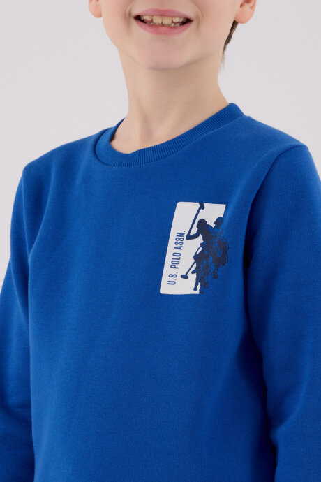 U.S. Polo Assn. Erkek Çocuk Bisiklet Yaka Pigment Baskılı Kışlık Regular Fit Mavi Eşofman Takımı US2216-C-V1 - 4