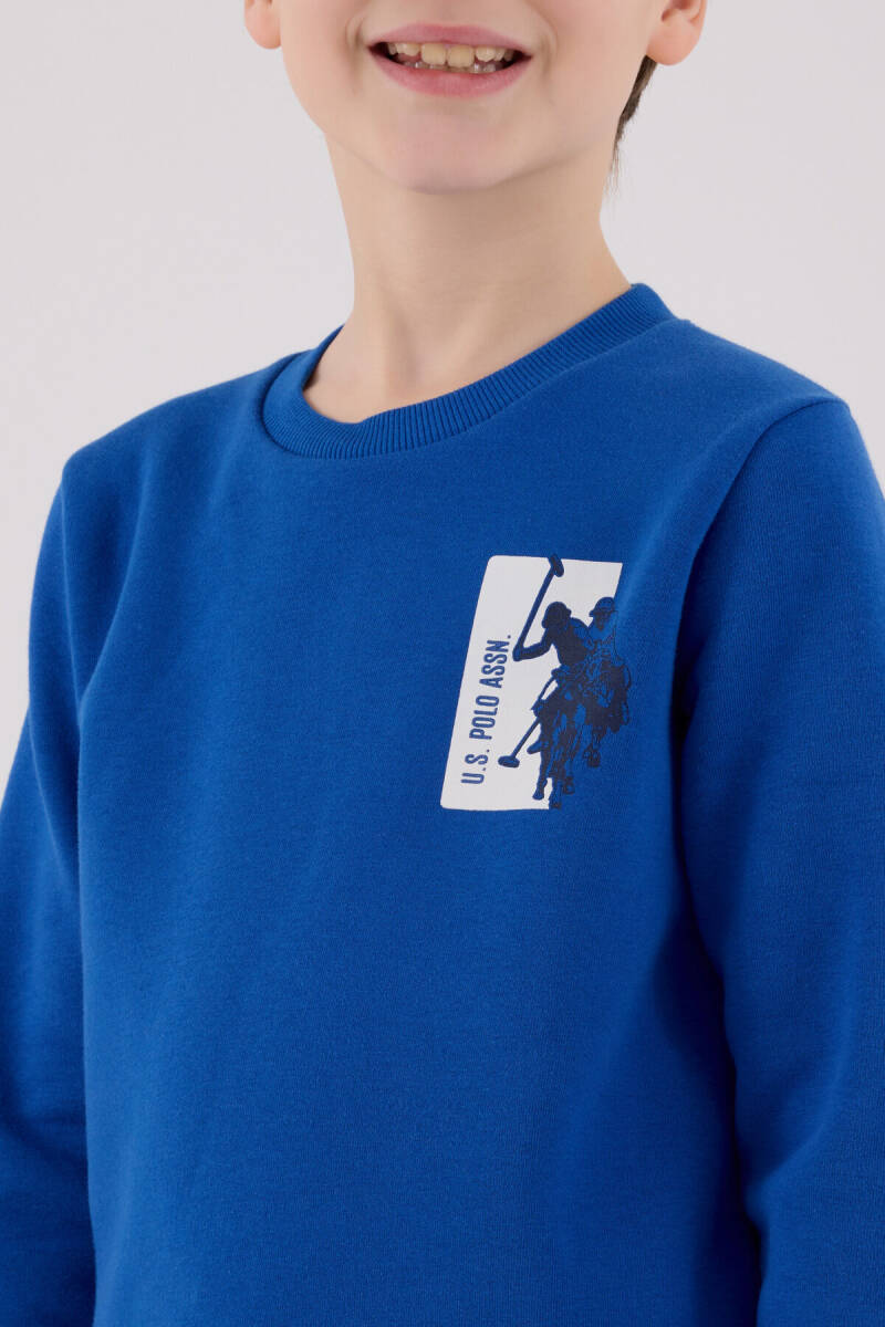U.S. Polo Assn. Erkek Çocuk Bisiklet Yaka Pigment Baskılı Kışlık Regular Fit Mavi Eşofman Takımı US2216-C-V1 - 4