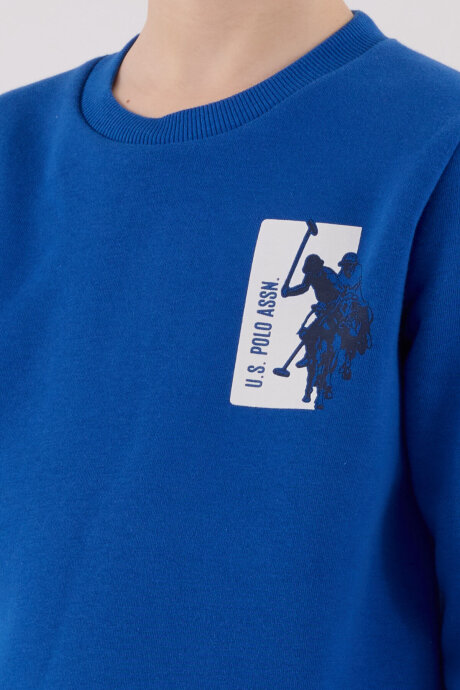U.S. Polo Assn. Erkek Çocuk Bisiklet Yaka Pigment Baskılı Kışlık Regular Fit Mavi Eşofman Takımı US2216-C-V1 - 6