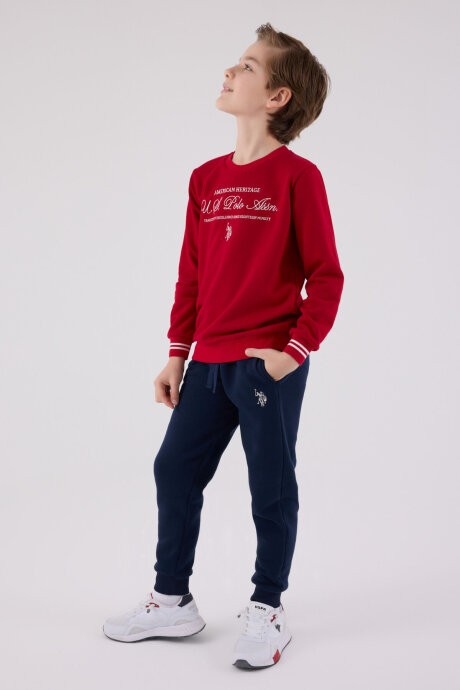 U.S. Polo Assn. Erkek Çocuk Pamuklu Kışlık Regular Fit Kırmızı Eşofman Takımı US2225-C-V3 - 3