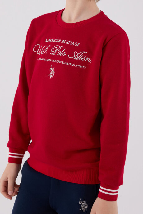 U.S. Polo Assn. Erkek Çocuk Pamuklu Kışlık Regular Fit Kırmızı Eşofman Takımı US2225-C-V3 - 4