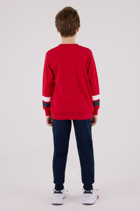 U.S. Polo Assn. Erkek Çocuk Pamuklu Bisiklet Yaka Pigment Baskılı Kışlık Regular Fit Kırmızı Eşofman Takımı US2213-C-V1 - 5