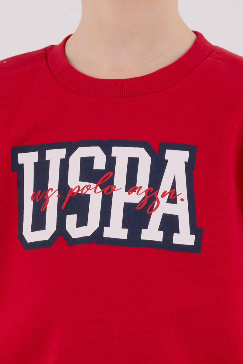 U.S. Polo Assn. Erkek Çocuk Pamuklu Bisiklet Yaka Pigment Baskılı Kışlık Regular Fit Kırmızı Eşofman Takımı US2213-C-V1 - 6