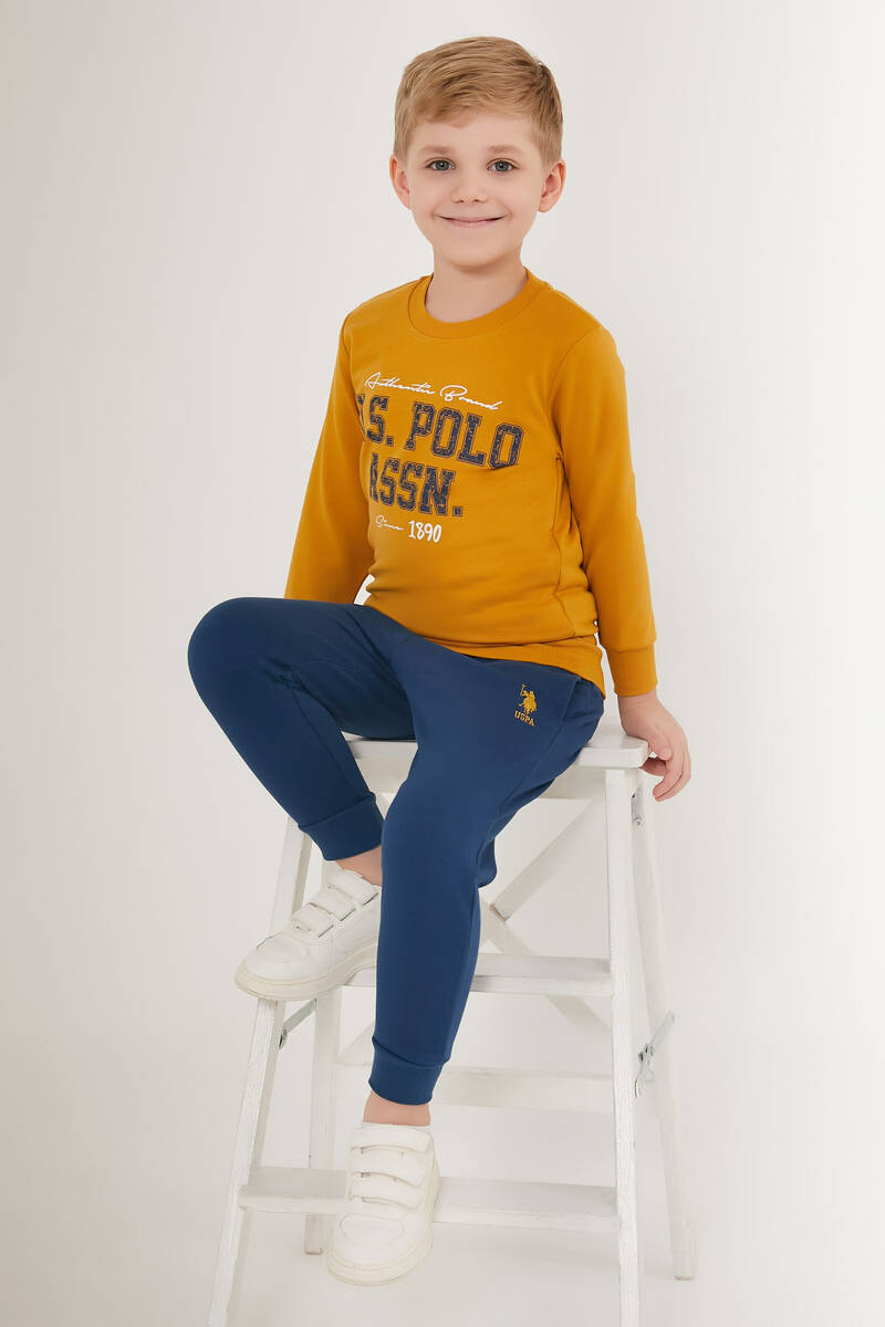 U.S. Polo Assn Elegant Koyu Sarı Erkek Çocuk Eşofman Takımı