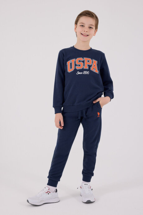U.S. Polo Assn. Erkek Çocuk Pamuklu Kışlık Regular Fit Mavi Eşofman Takımı US2219-C-V2 - 1