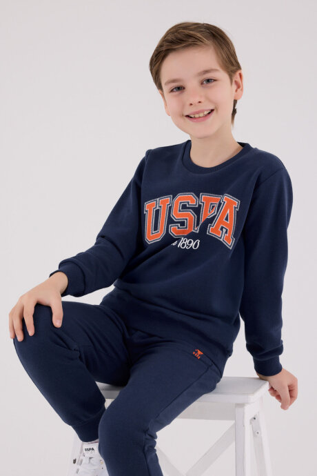 U.S. Polo Assn. Erkek Çocuk Pamuklu Kışlık Regular Fit Mavi Eşofman Takımı US2219-C-V2 - 2