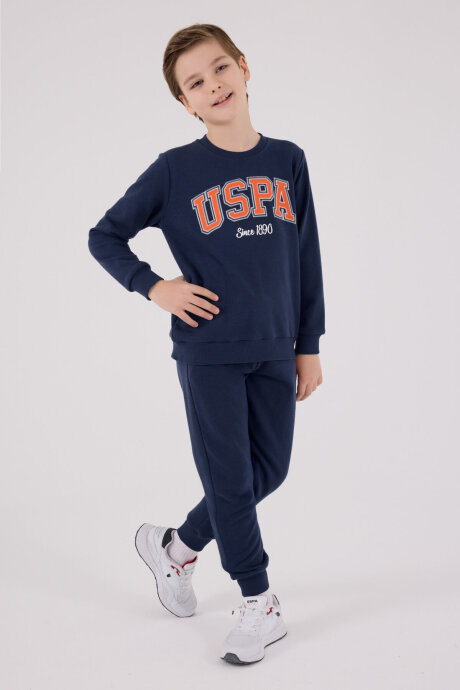 U.S. Polo Assn. Erkek Çocuk Pamuklu Kışlık Regular Fit Mavi Eşofman Takımı US2219-C-V2 - 3