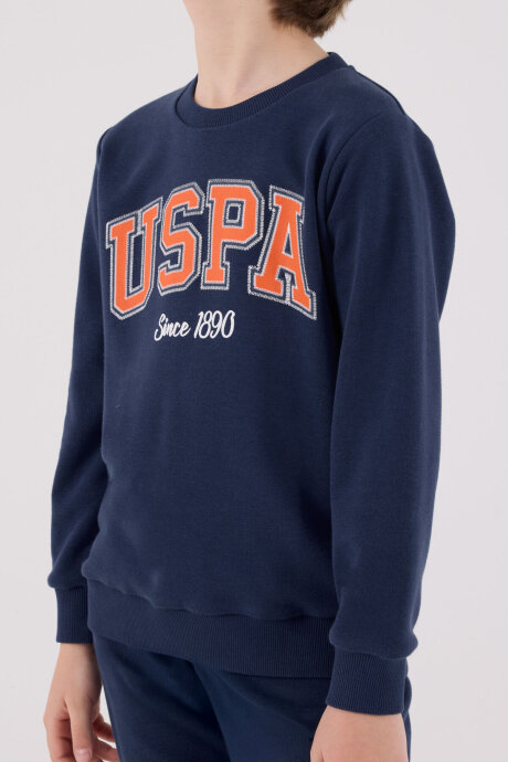 U.S. Polo Assn. Erkek Çocuk Pamuklu Kışlık Regular Fit Mavi Eşofman Takımı US2219-C-V2 - 4