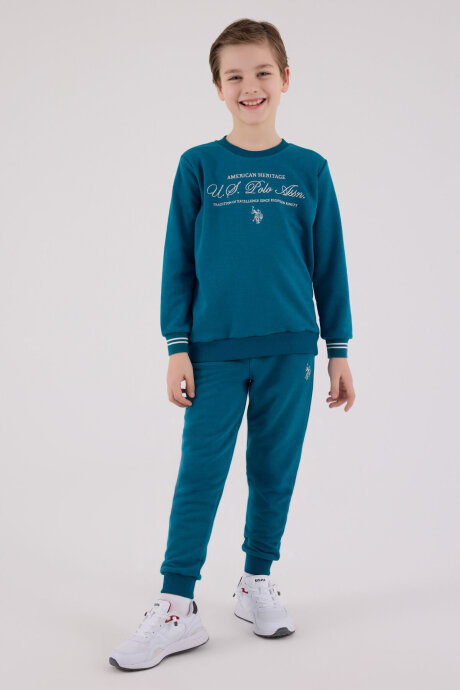 U.S. Polo Assn. Erkek Çocuk Pamuklu Kışlık Regular Fit Yeşil Eşofman Takımı US2225-C-V2 - 3