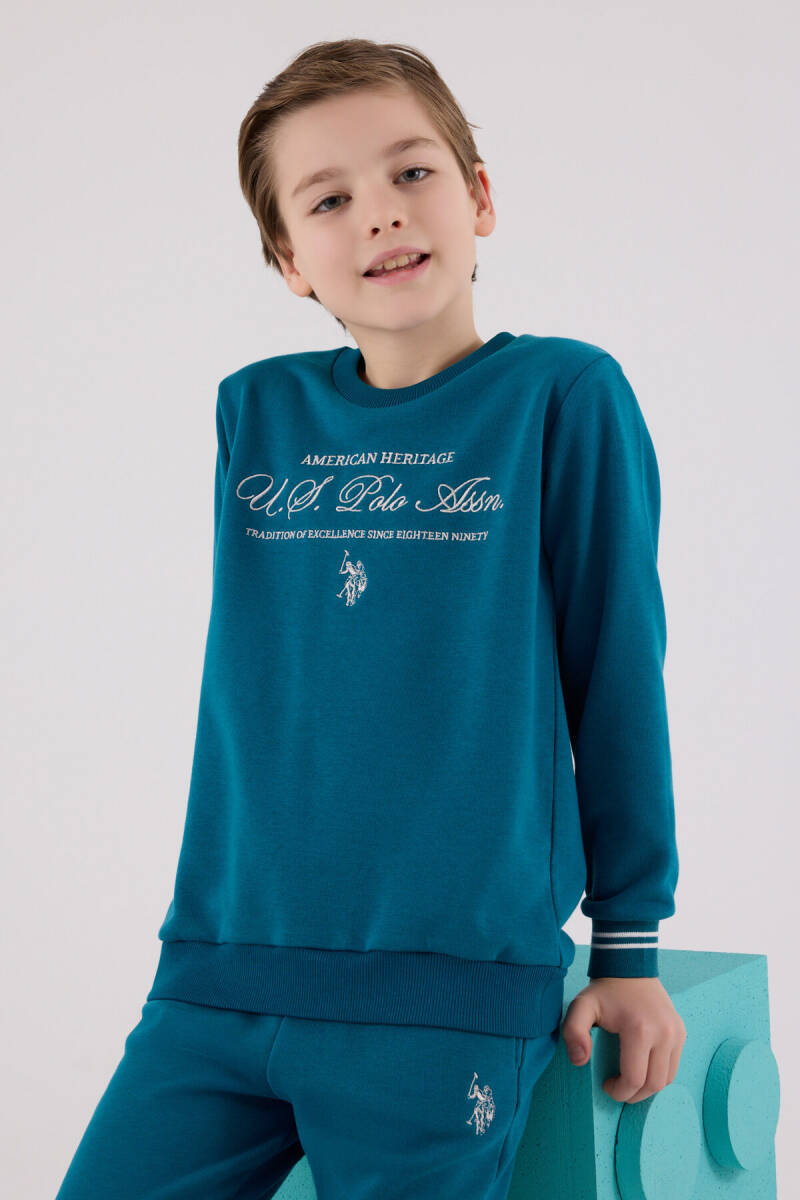 U.S. Polo Assn. Erkek Çocuk Pamuklu Kışlık Regular Fit Yeşil Eşofman Takımı US2225-C-V2 - 4