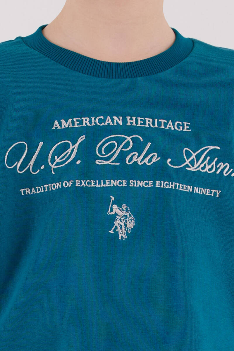 U.S. Polo Assn. Erkek Çocuk Pamuklu Kışlık Regular Fit Yeşil Eşofman Takımı US2225-C-V2 - 6