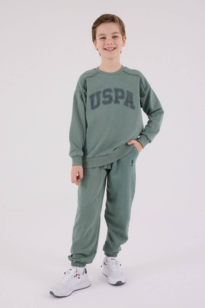 U.S. Polo Assn. Erkek Çocuk Pamuklu Kışlık Regular Fit Yeşil Eşofman Takımı US2229-C-V1 - 2